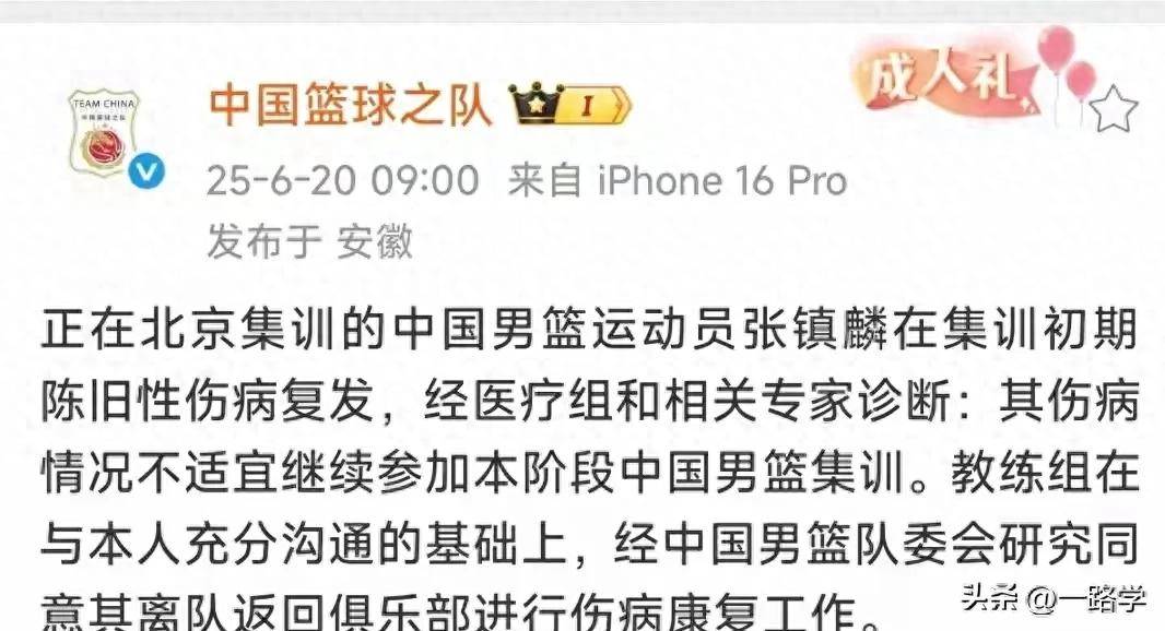 包含7月1日集结备战全运会，张镇麟旧伤复发，辽宁锋线存致命变数的词条